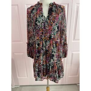 Vince Camuto Three Tier Mini Dress Multicolor Floral Babydoll Women's Size M
